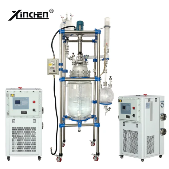 Reator de vidro piloto de borosilicato com revestimento químico duplo Xinchen Lab
